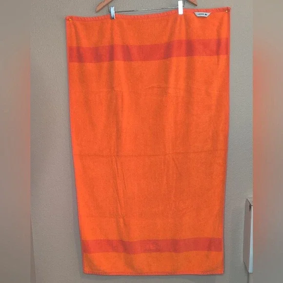 Lacoste Crocodile Logo Orange Cotton Bath Towel 29 x 48 - Picture 2 of 9